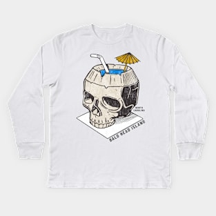 Bald Head Island, NC Summertime Vacationing Skull Drink Kids Long Sleeve T-Shirt